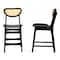 Baxton Studio Hesper Mid-Century Modern Dark Brown Finished Wood and Rattan 2-Piece Counter Stool Set, PR 239-2PC-13416-ZORO - alternate 2